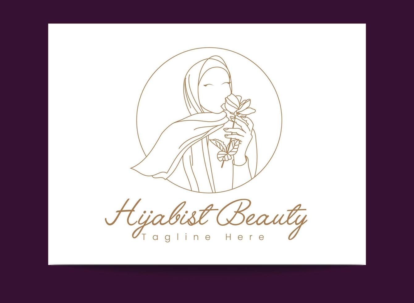 donne musulmane minime creative semplici di arte lineare che indossano il modello di logo dell'emblema dell'hijab per la moda hijab, la moda modesta o la bellezza vettore