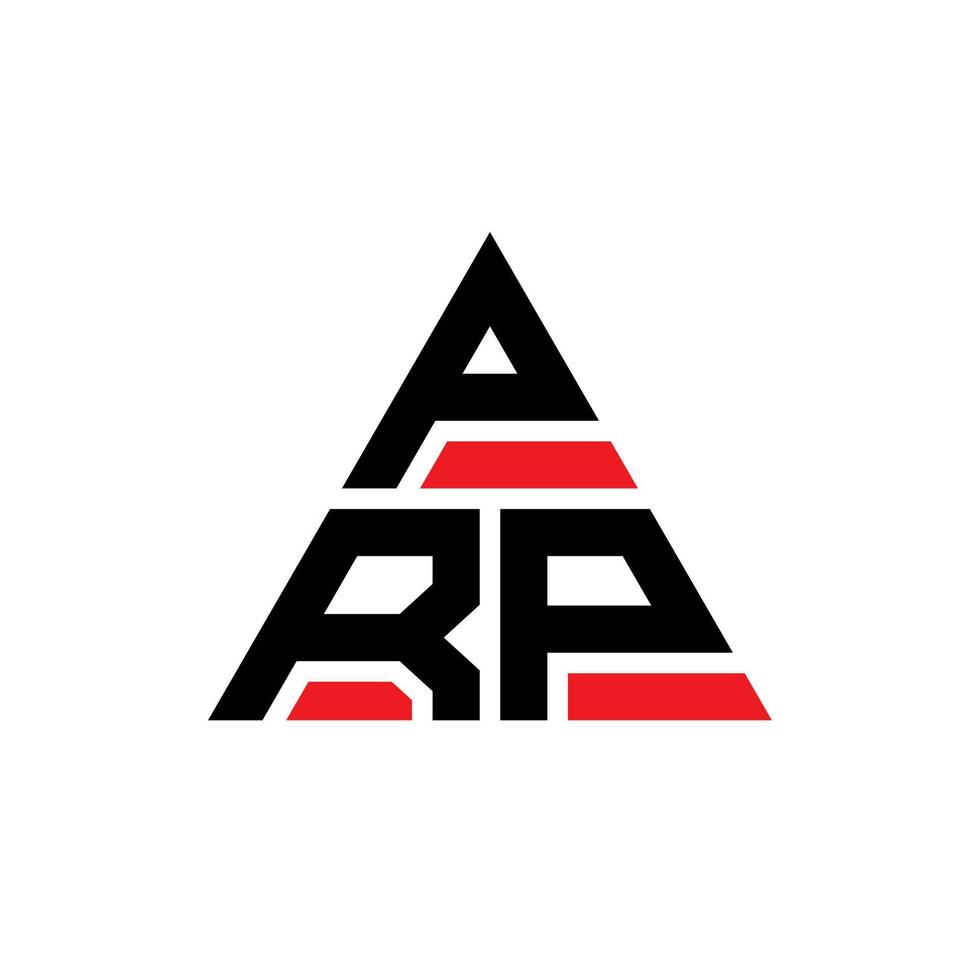 design del logo della lettera triangolare prp con forma triangolare. monogramma di design del logo del triangolo prp. modello di logo vettoriale triangolo prp con colore rosso. prp logo triangolare logo semplice, elegante e lussuoso.