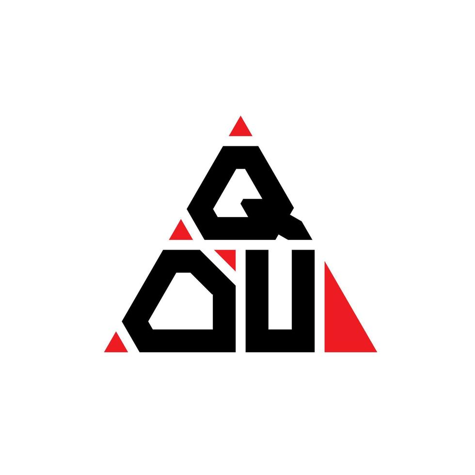 design del logo della lettera del triangolo qou con forma triangolare. qou triangolo logo design monogramma. modello di logo vettoriale triangolo qou con colore rosso. qou logo triangolare logo semplice, elegante e lussuoso.