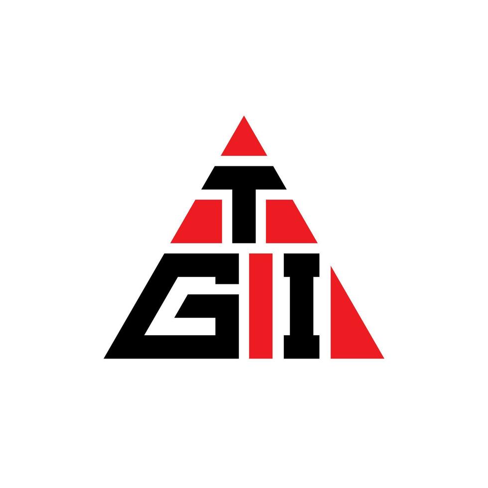 design del logo della lettera del triangolo tgi con forma triangolare. tgi triangolo logo design monogramma. modello di logo vettoriale triangolo tgi con colore rosso. logo triangolare tgi logo semplice, elegante e lussuoso.