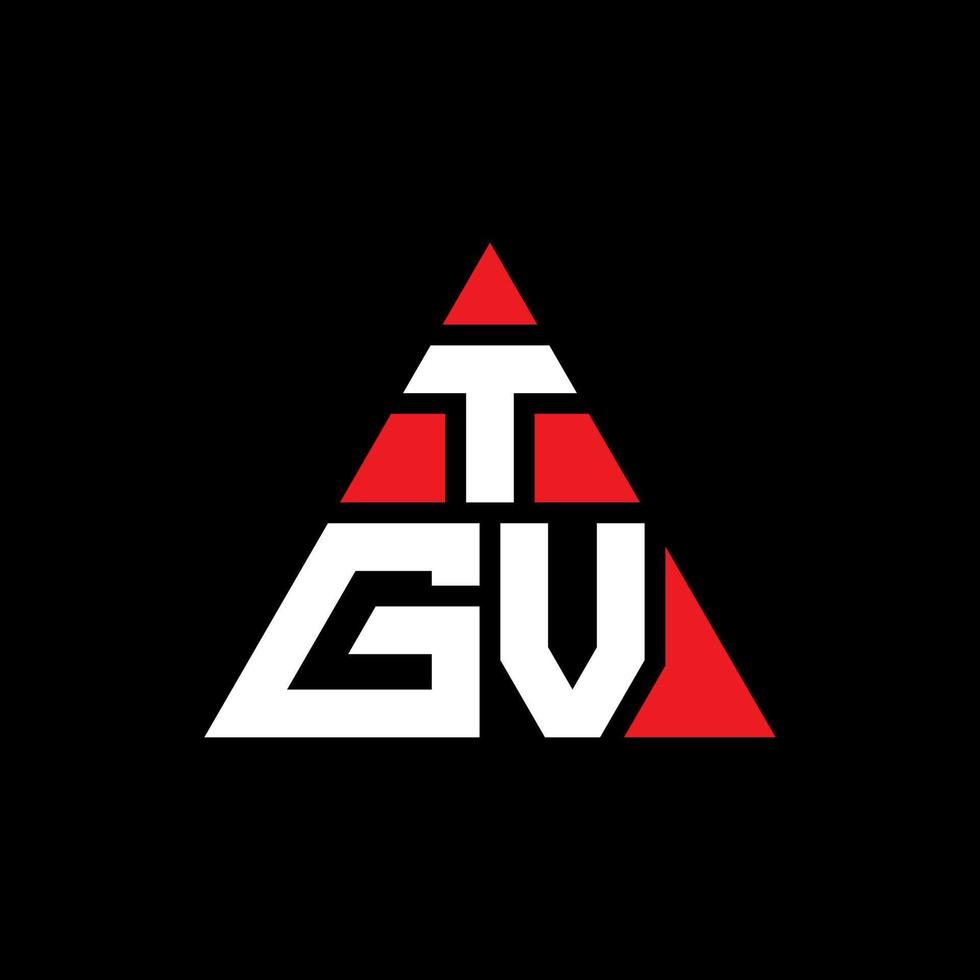 design del logo della lettera del triangolo tgv con forma triangolare. tgv triangolo logo design monogramma. modello di logo vettoriale triangolo tgv con colore rosso. logo triangolare tgv logo semplice, elegante e lussuoso.