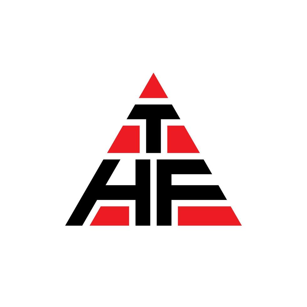 design del logo della lettera triangolare con forma triangolare. thf monogramma di design del logo del triangolo. thf modello di logo vettoriale triangolo con colore rosso. il logo triangolare semplice, elegante e lussuoso.