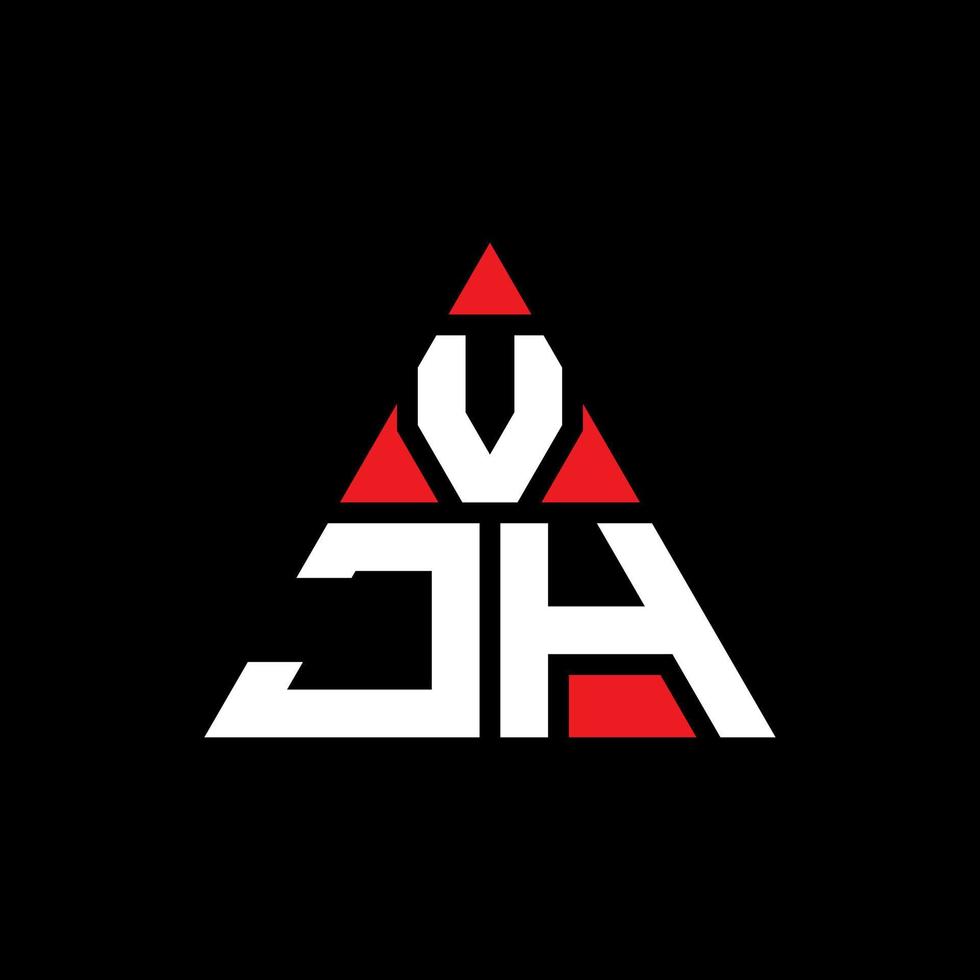 design del logo della lettera del triangolo vjh con forma triangolare. monogramma di design del logo del triangolo vjh. modello di logo vettoriale triangolo vjh con colore rosso. vjh logo triangolare logo semplice, elegante e lussuoso.