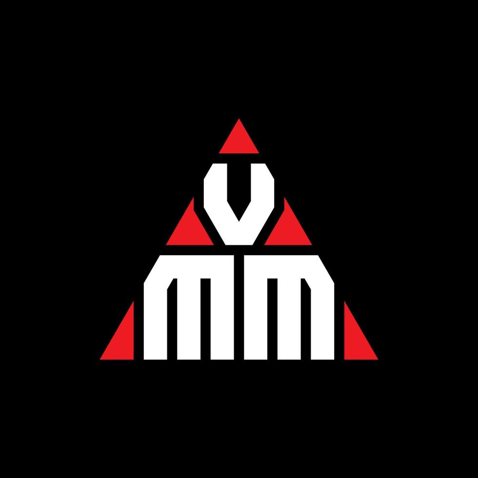 design del logo della lettera triangolare vmm con forma triangolare. monogramma di design del logo del triangolo vmm. modello di logo vettoriale triangolo vmm con colore rosso. logo triangolare vmm logo semplice, elegante e lussuoso.