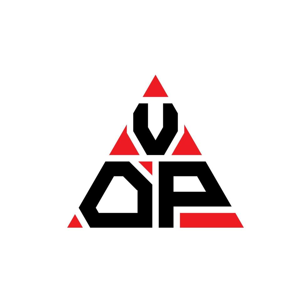 design del logo della lettera triangolo vop con forma triangolare. monogramma del design del logo del triangolo vop. modello di logo vettoriale triangolo vop con colore rosso. logo triangolare vop logo semplice, elegante e lussuoso.