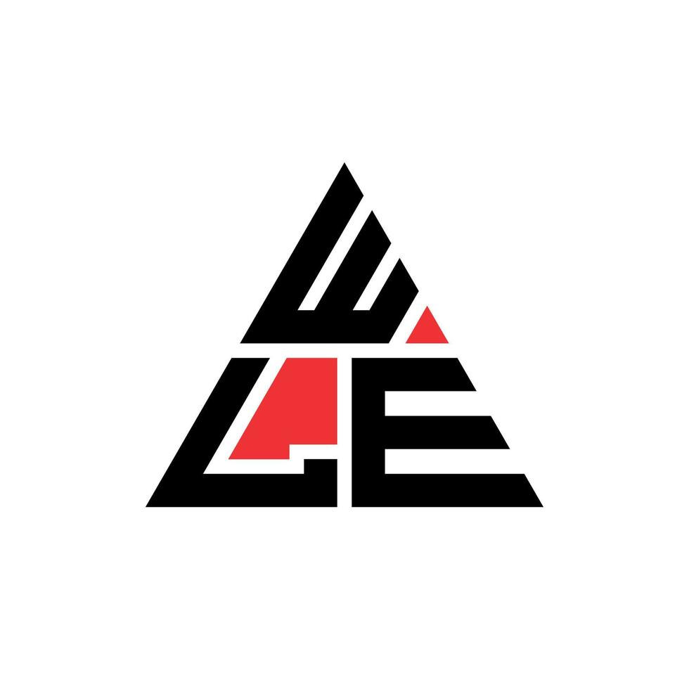 logo della lettera triangolare wle con forma triangolare. monogramma di design del logo a triangolo wle. modello di logo vettoriale triangolo wle con colore rosso. logo triangolare wle logo semplice, elegante e lussuoso.