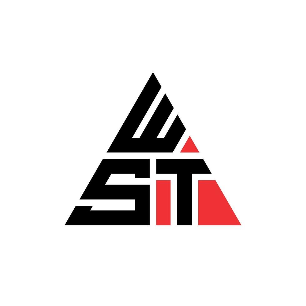 logo della lettera del triangolo wst con forma triangolare. monogramma di design del logo del triangolo wst. modello di logo vettoriale triangolo wst con colore rosso. logo triangolare wst logo semplice, elegante e lussuoso.