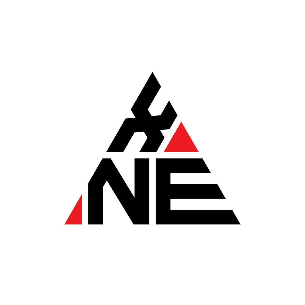 xne triangolo logo design lettera con forma triangolare. monogramma di design del logo del triangolo xne. modello di logo vettoriale triangolo xne con colore rosso. logo triangolare xne logo semplice, elegante e lussuoso.
