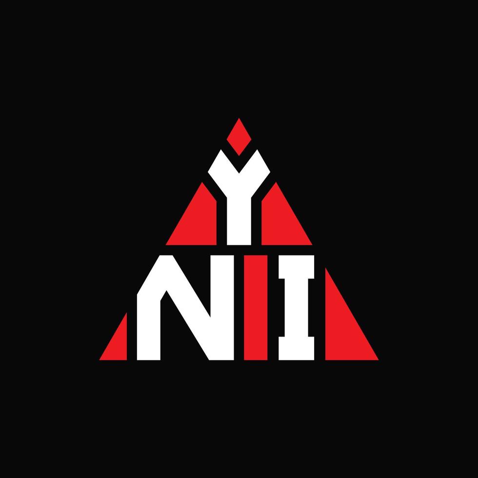 design del logo della lettera del triangolo yni con forma triangolare. yni triangolo logo design monogramma. modello di logo vettoriale triangolo yni con colore rosso. logo triangolare yni logo semplice, elegante e lussuoso.