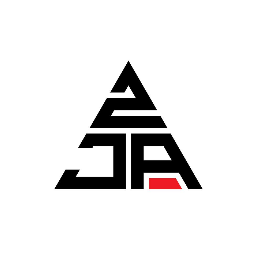 zja triangolo logo lettera design con forma triangolare. zja triangolo logo design monogramma. modello di logo vettoriale triangolo zja con colore rosso. zja logo triangolare logo semplice, elegante e lussuoso.