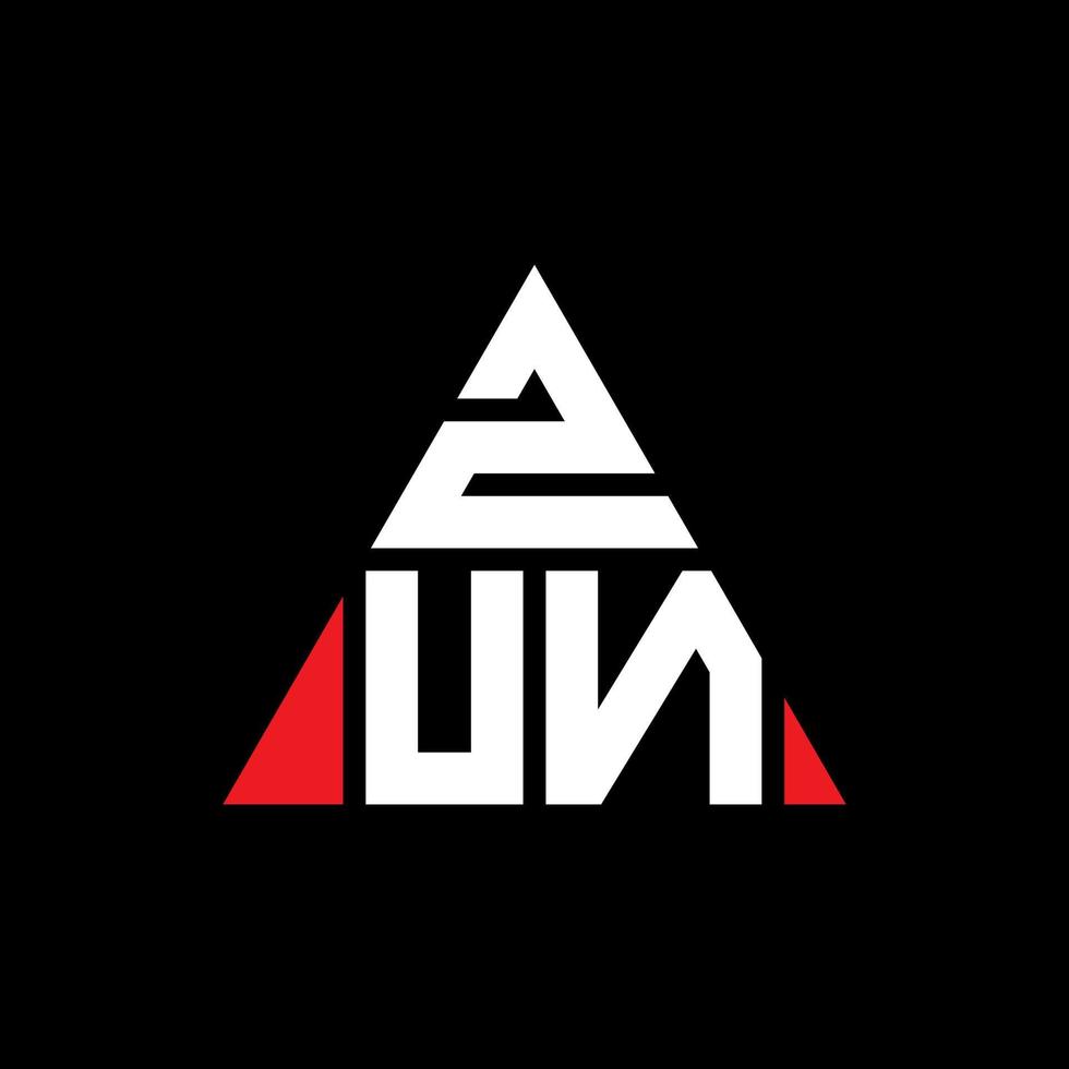 zun triangolo lettera logo design con forma triangolare. zun triangolo logo design monogramma. modello di logo vettoriale triangolo zun con colore rosso. zun logo triangolare logo semplice, elegante e lussuoso.