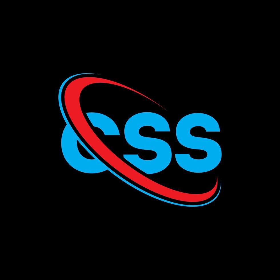 logo CSS. lettera css. disegno del logo della lettera css. iniziali css logo collegate con cerchio e logo monogramma maiuscolo. tipografia css per il marchio tecnologico, aziendale e immobiliare. vettore