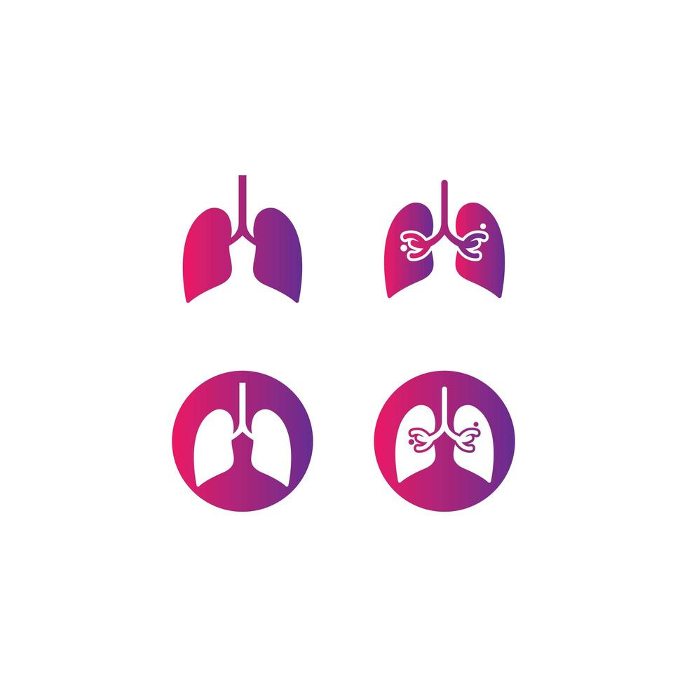 set di icone di organo polmonare vettore
