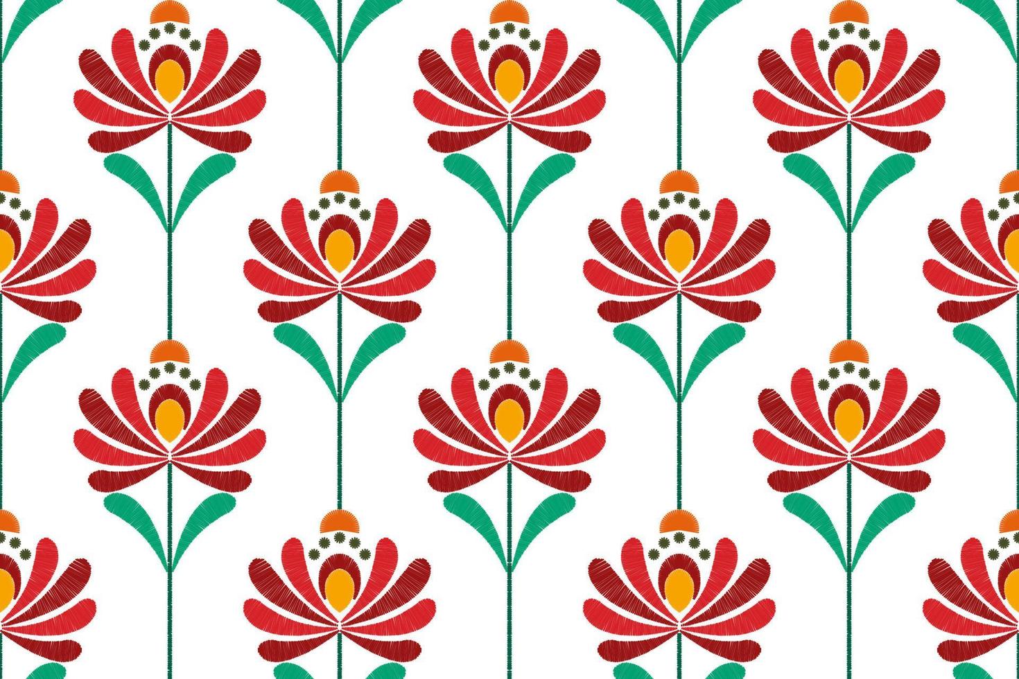 ikat motivo floreale etnico senza cuciture in tessuto. tappeto in tessuto azteco ornamenti mandala decorazioni tessili carta da parati. tribale boho motivo floreale nativo ricamo tradizionale sfondo vettoriale