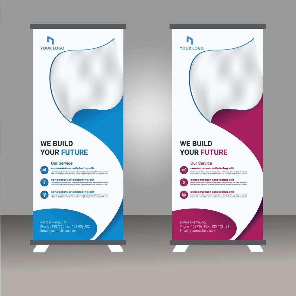 arrotolare il modello di progettazione banner, design moderno x-banner vettore