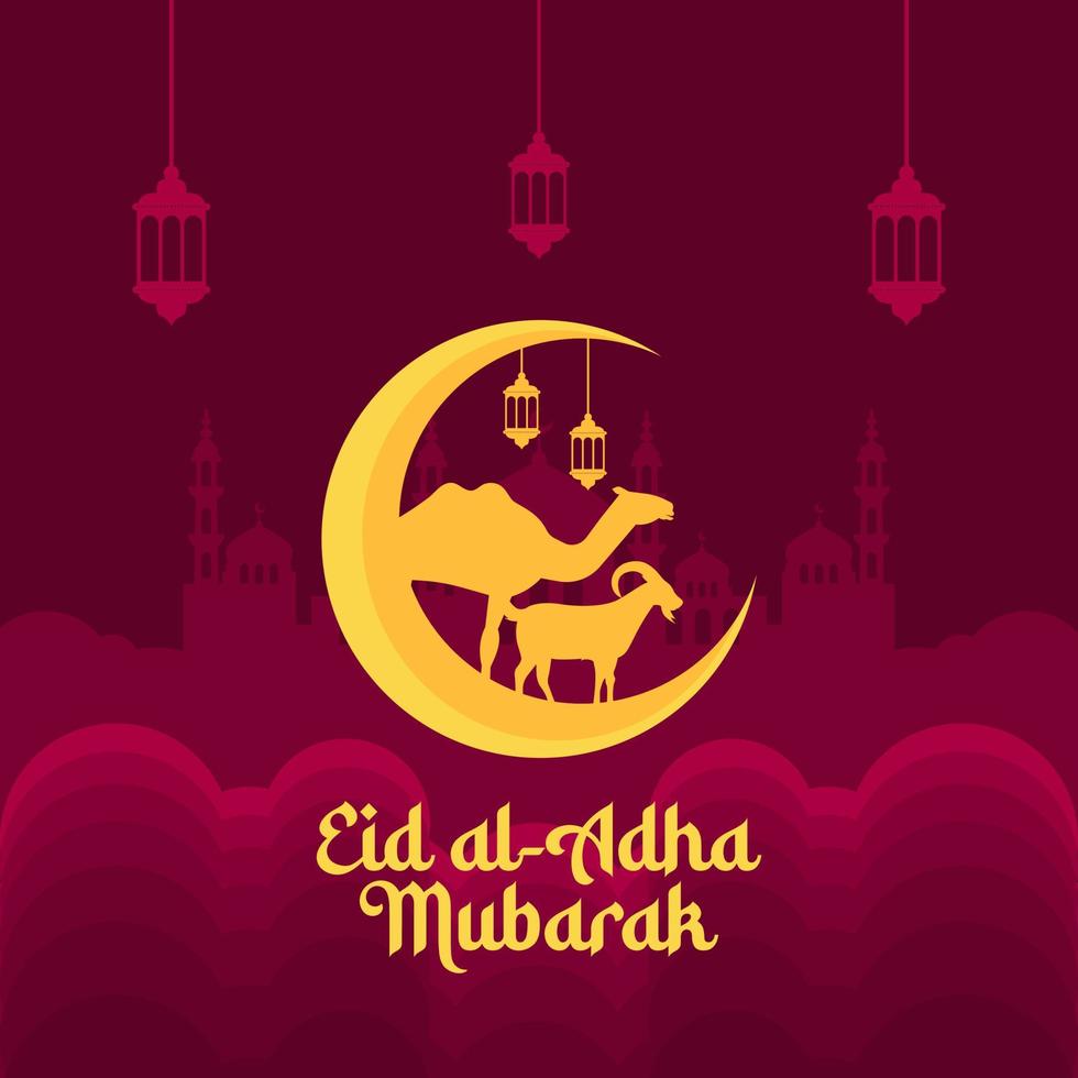 illustrazione vettoriale di eid al-adha. adatto per banner, copertina, poster, volantino, sfondo, sfondo. eps 10. sfondo del paesaggio islamico.
