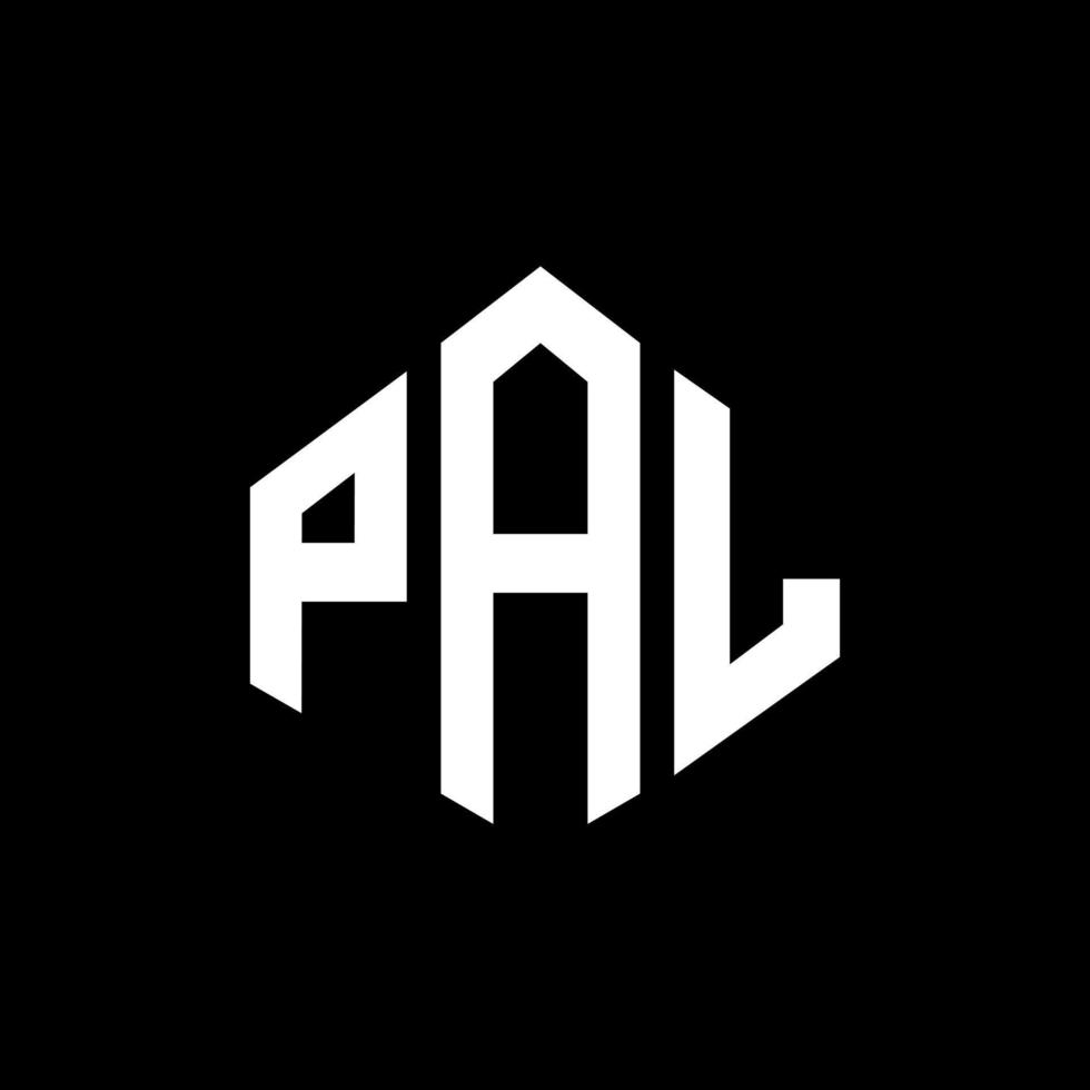 design del logo della lettera pal con forma poligonale. pal poligono e design del logo a forma di cubo. colore bianco e nero del modello di logo di vettore di esagono pal. monogramma pal, logo aziendale e immobiliare.