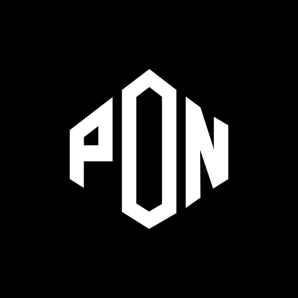 design del logo della lettera pon con forma poligonale. pon poligono e design del logo a forma di cubo. pon esagono vettore logo modello colori bianco e nero. monogramma pon, logo aziendale e immobiliare.