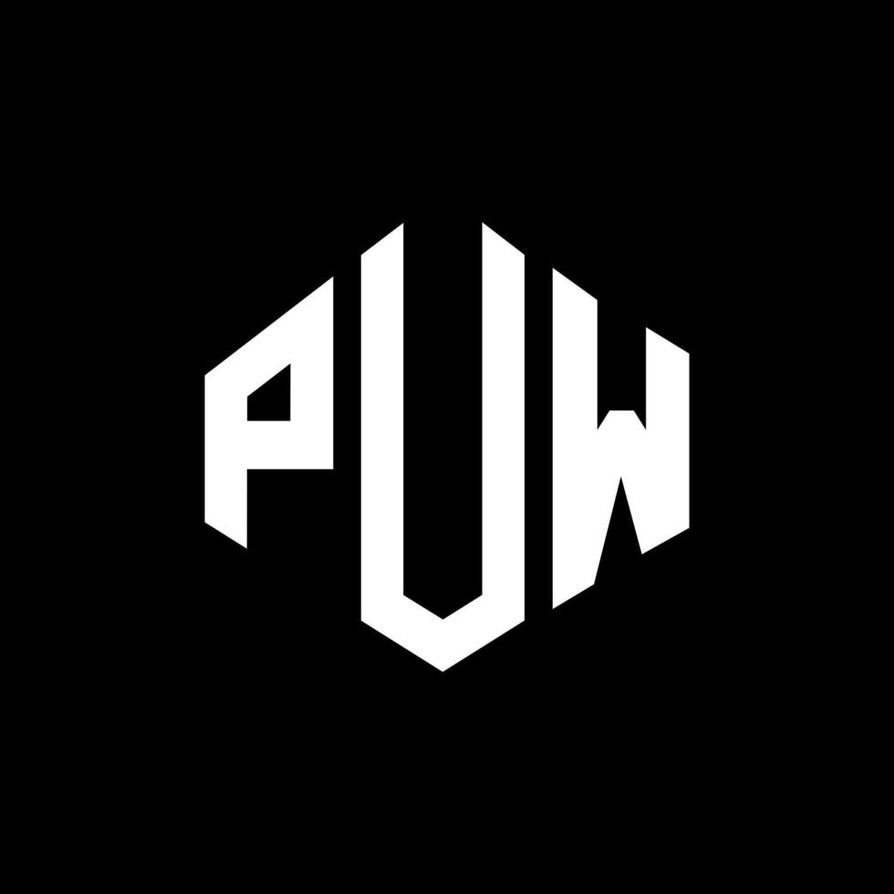 design del logo della lettera puw con forma poligonale. design del logo a forma di poligono e cubo puw. puw esagono logo modello vettoriale colori bianco e nero. monogramma puw, logo aziendale e immobiliare.
