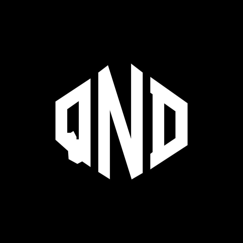 qnd design del logo della lettera con forma poligonale. qnd design del logo a forma di poligono e cubo. qnd modello di logo vettoriale esagonale colori bianco e nero. qnd monogramma, logo aziendale e immobiliare.