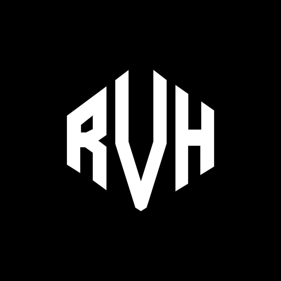 design del logo della lettera rvh con forma poligonale. rvh poligono e design del logo a forma di cubo. rvh modello di logo vettoriale esagonale colori bianco e nero. monogramma rvh, logo aziendale e immobiliare.