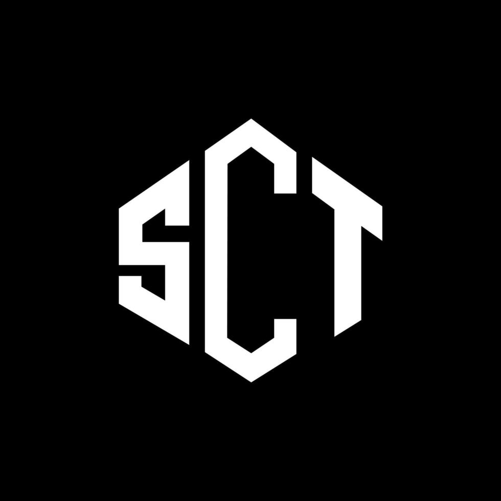 sct lettera logo design con forma poligonale. sct poligono e design del logo a forma di cubo. sct modello di logo vettoriale esagonale colori bianco e nero. monogramma sct, logo aziendale e immobiliare.