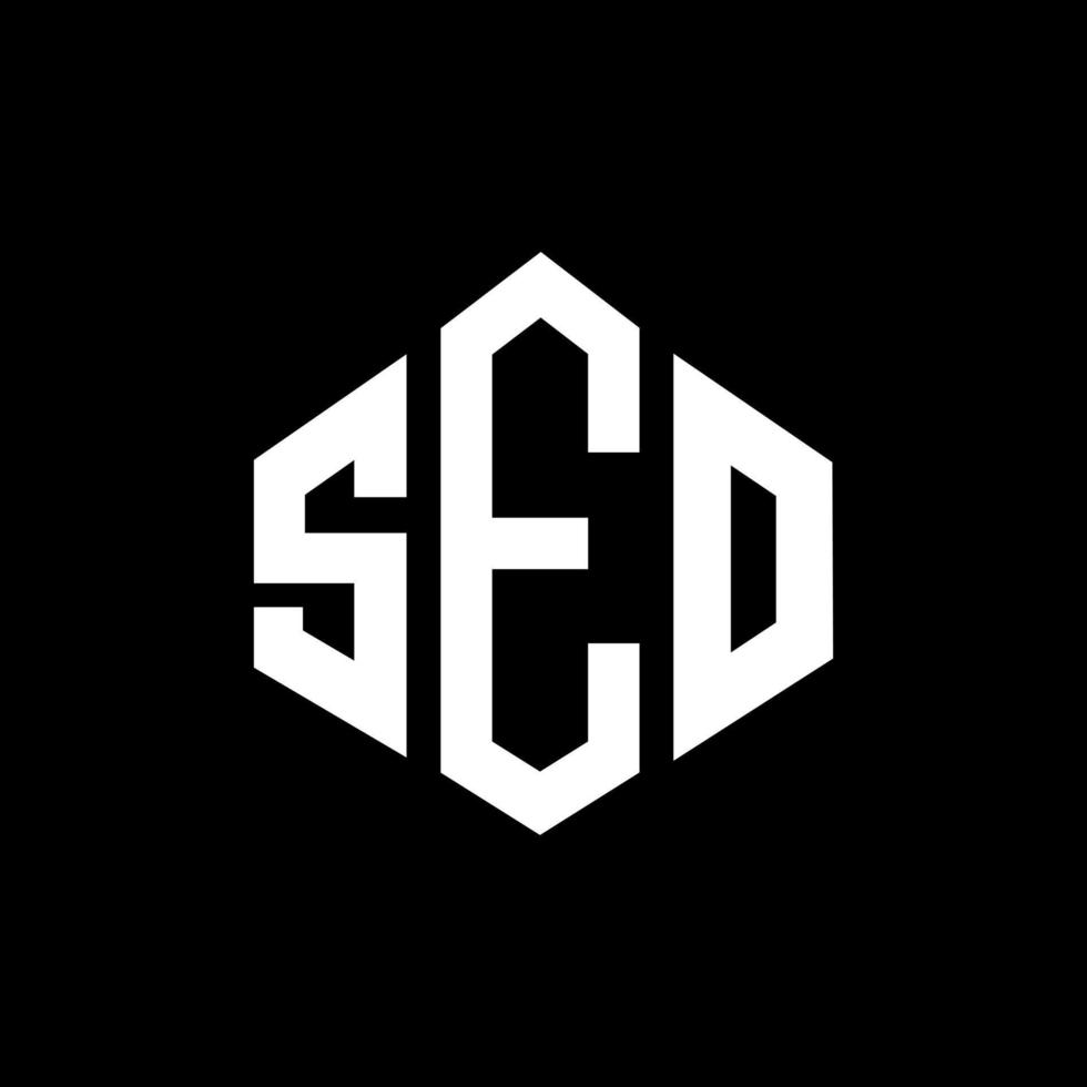 design del logo della lettera seo con forma poligonale. design del logo a forma di poligono e cubo seo. seo esagonale modello logo vettoriale colori bianco e nero. monogramma seo, logo aziendale e immobiliare.