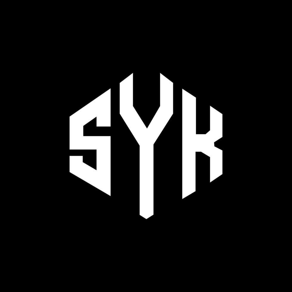 syk lettera logo design con forma poligonale. syk poligono e design del logo a forma di cubo. syk esagono logo modello vettoriale colori bianco e nero. monogramma syk, logo aziendale e immobiliare.