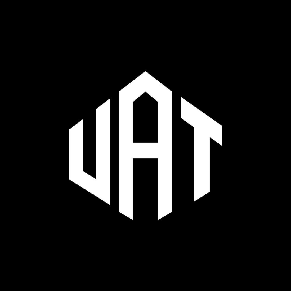 design del logo della lettera uat con forma poligonale. design del logo a forma di poligono e cubo. uat esagono logo modello vettoriale colori bianco e nero. monogramma uat, logo aziendale e immobiliare.