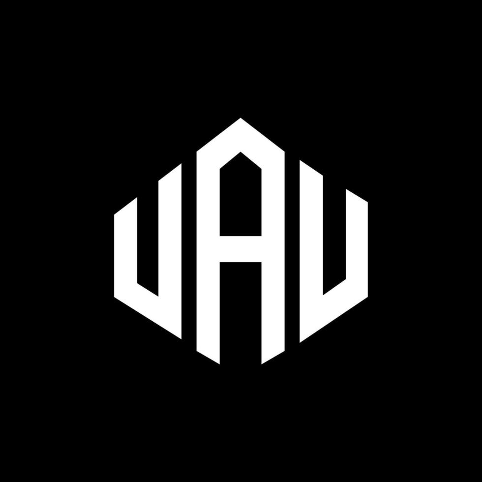 design del logo della lettera uau con forma poligonale. uau poligono e design del logo a forma di cubo. modello di logo vettoriale esagonale uau colori bianco e nero. monogramma uau, logo aziendale e immobiliare.