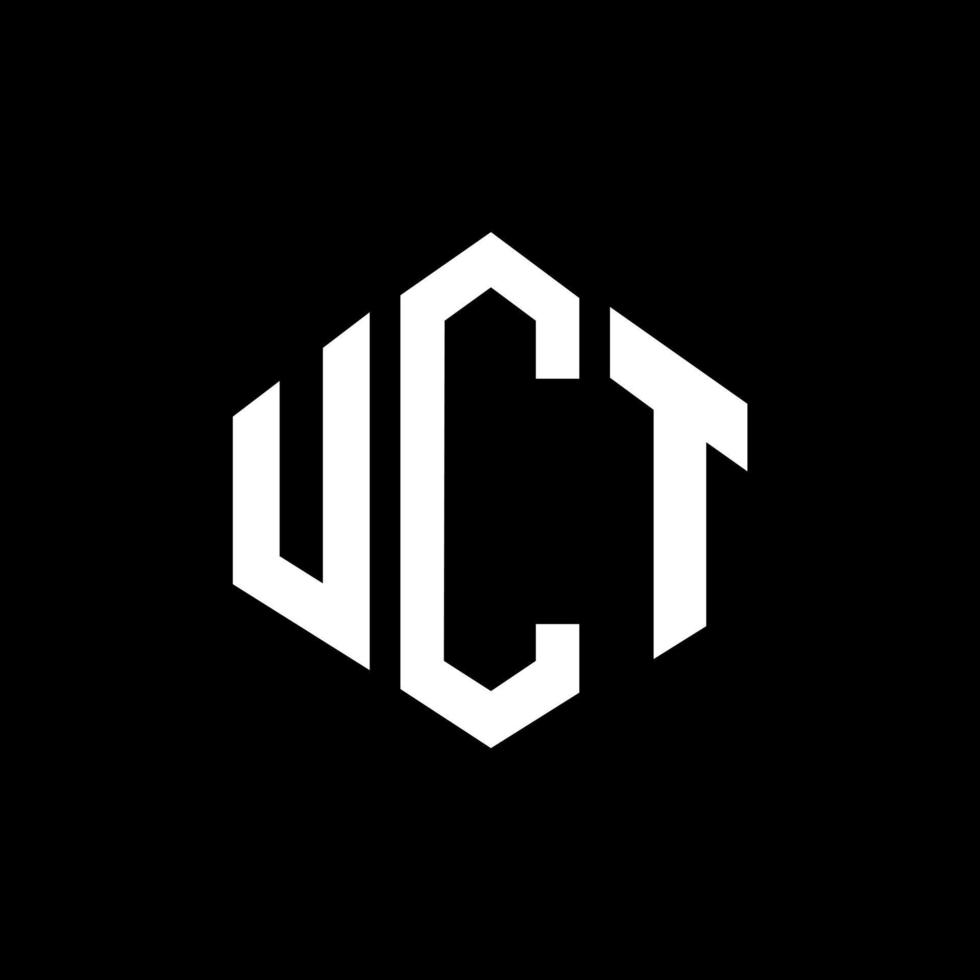 design del logo della lettera uct con forma poligonale. uct poligono e design del logo a forma di cubo. modello di logo vettoriale esagonale uct colori bianco e nero. monogramma uct, logo aziendale e immobiliare.