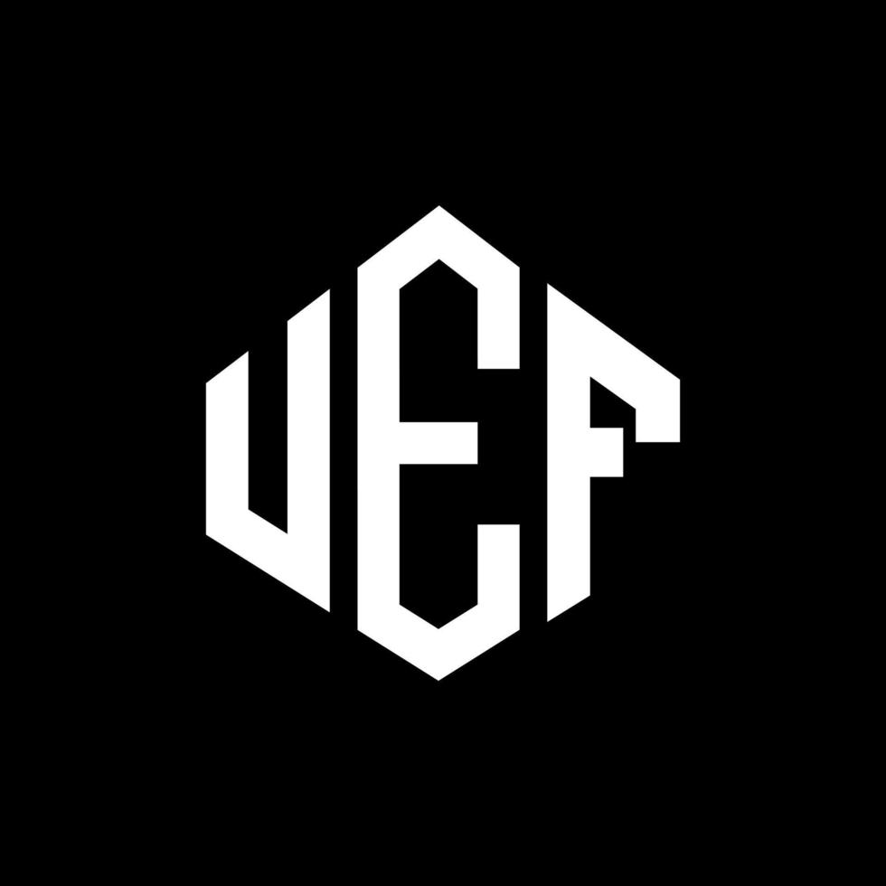 design del logo della lettera uef con forma poligonale. uef poligono e design del logo a forma di cubo. uef esagonale modello logo vettoriale colori bianco e nero. monogramma uef, logo aziendale e immobiliare.