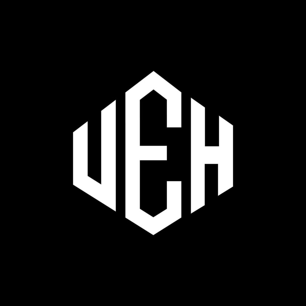 design del logo della lettera ueh con forma poligonale. ueh poligono e design del logo a forma di cubo. ueh modello di logo vettoriale esagonale colori bianco e nero. ueh monogramma, logo aziendale e immobiliare.