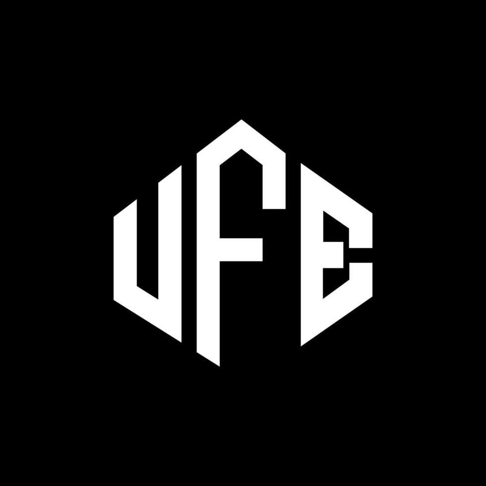 design del logo della lettera ufe con forma poligonale. ufe poligono e design del logo a forma di cubo. modello di logo vettoriale esagonale ufe colori bianco e nero. monogramma ufe, logo aziendale e immobiliare.