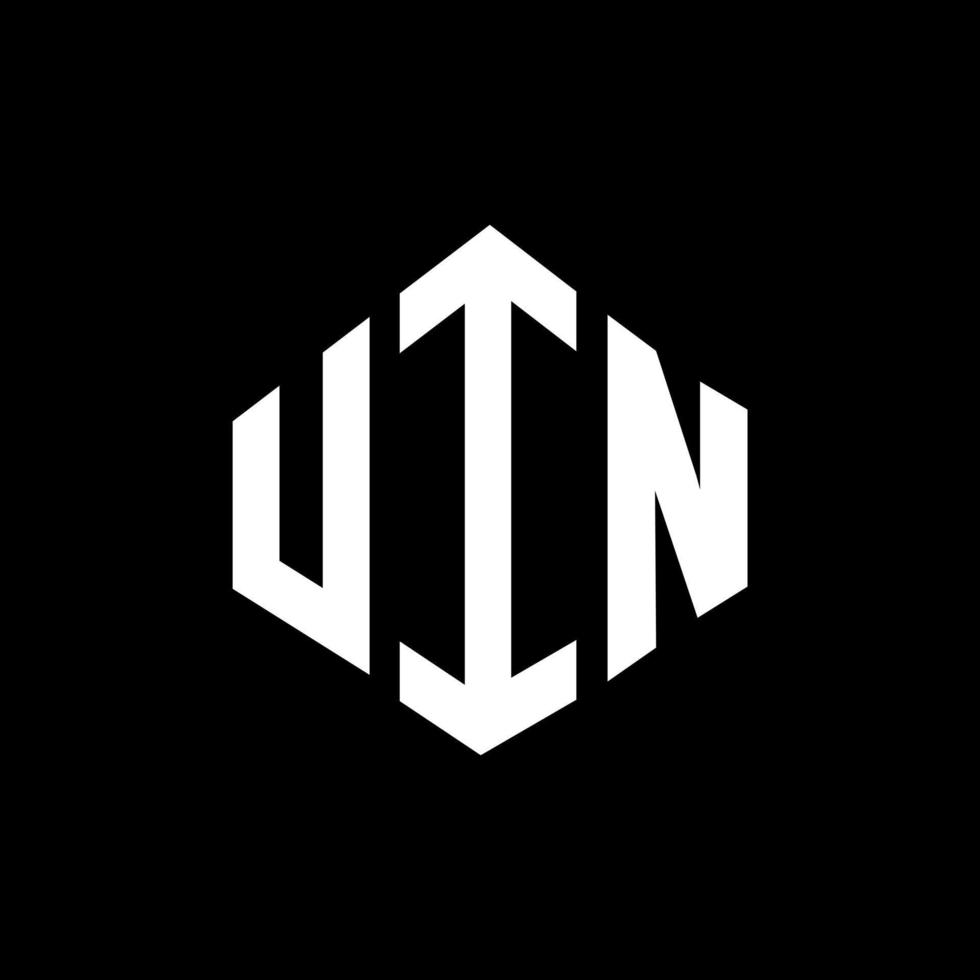 uin lettera logo design con forma poligonale. uin poligono e design del logo a forma di cubo. uin esagono logo modello vettoriale colori bianco e nero. uin monogramma, logo aziendale e immobiliare.