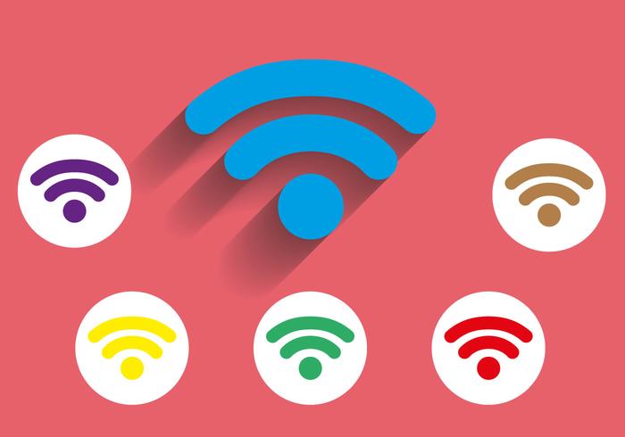 Wifi gratuito icona lunga ombra vettoriale