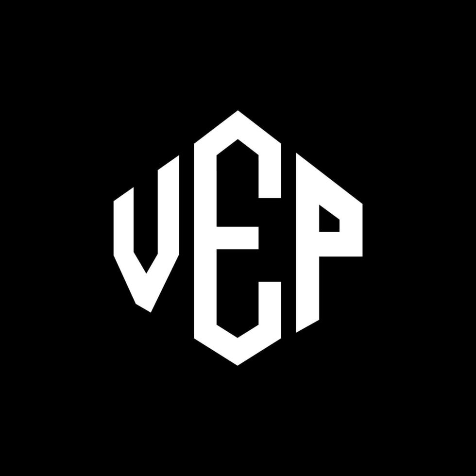 design del logo della lettera vep con forma poligonale. vep poligono e design del logo a forma di cubo. modello di logo vettoriale esagonale vep colori bianco e nero. monogramma vep, logo aziendale e immobiliare.