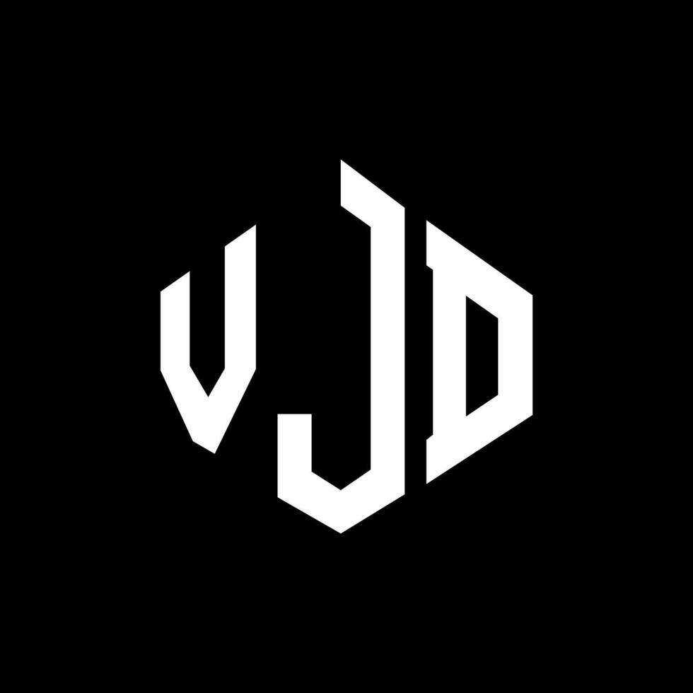 design del logo della lettera vjd con forma poligonale. vjd poligono e design del logo a forma di cubo. vjd modello di logo vettoriale esagonale colori bianco e nero. monogramma vjd, logo aziendale e immobiliare.