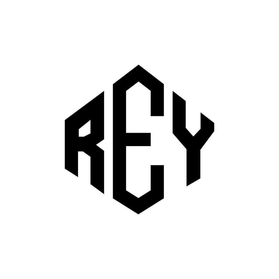 design del logo della lettera rey con forma poligonale. design del logo a forma di poligono e cubo rey. rey esagono logo modello vettoriale colori bianco e nero. monogramma rey, logo aziendale e immobiliare.