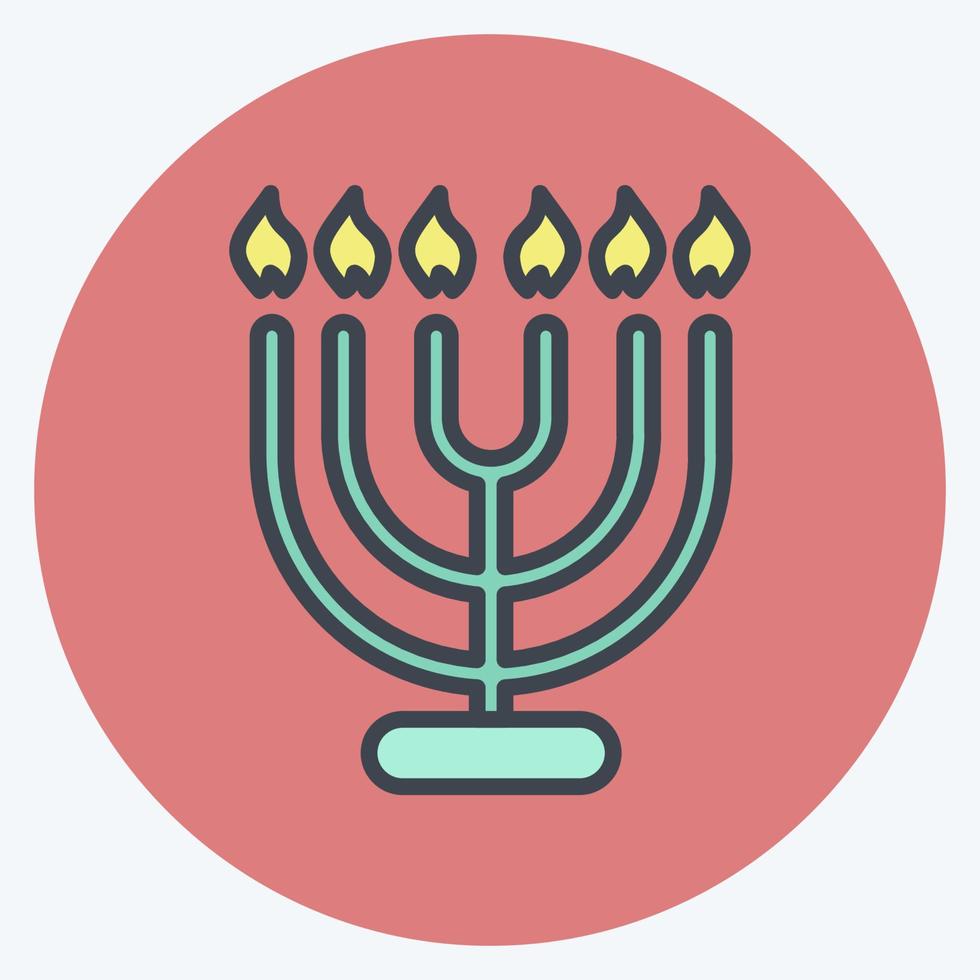 icona menorah. adatto per il simbolo della casa. stile compagno di colore. design semplice modificabile. vettore del modello di progettazione. semplice illustrazione