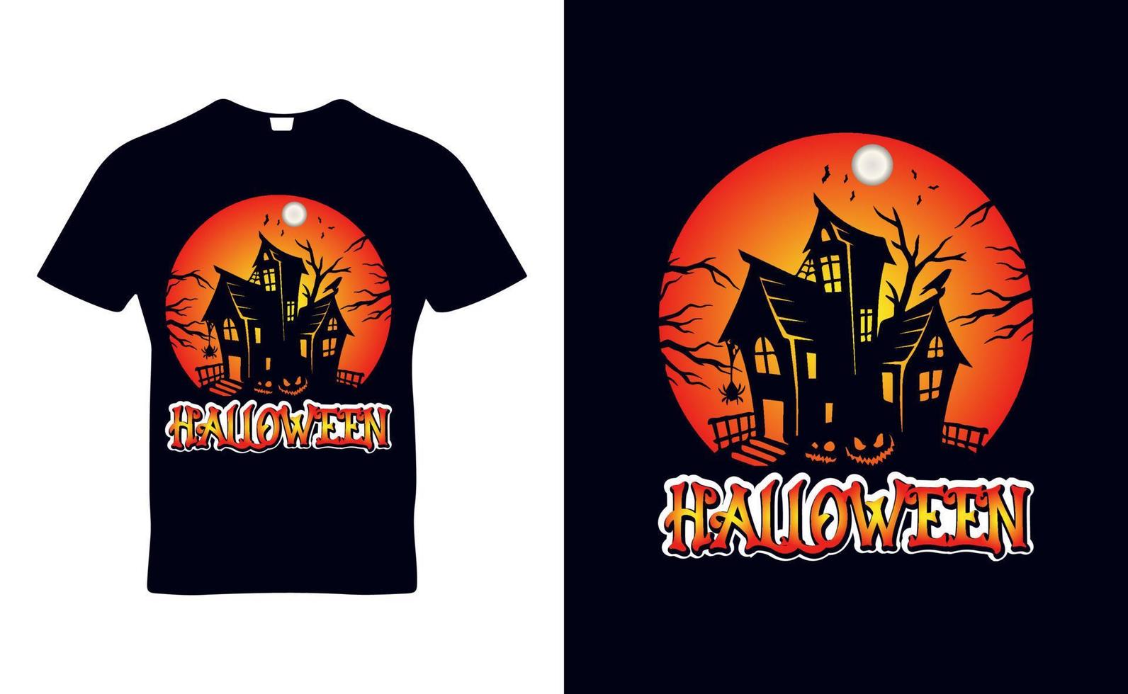 disegno del modello di t-shirt con citazioni di halloween per il giorno di halloween e il business del baccello vettore