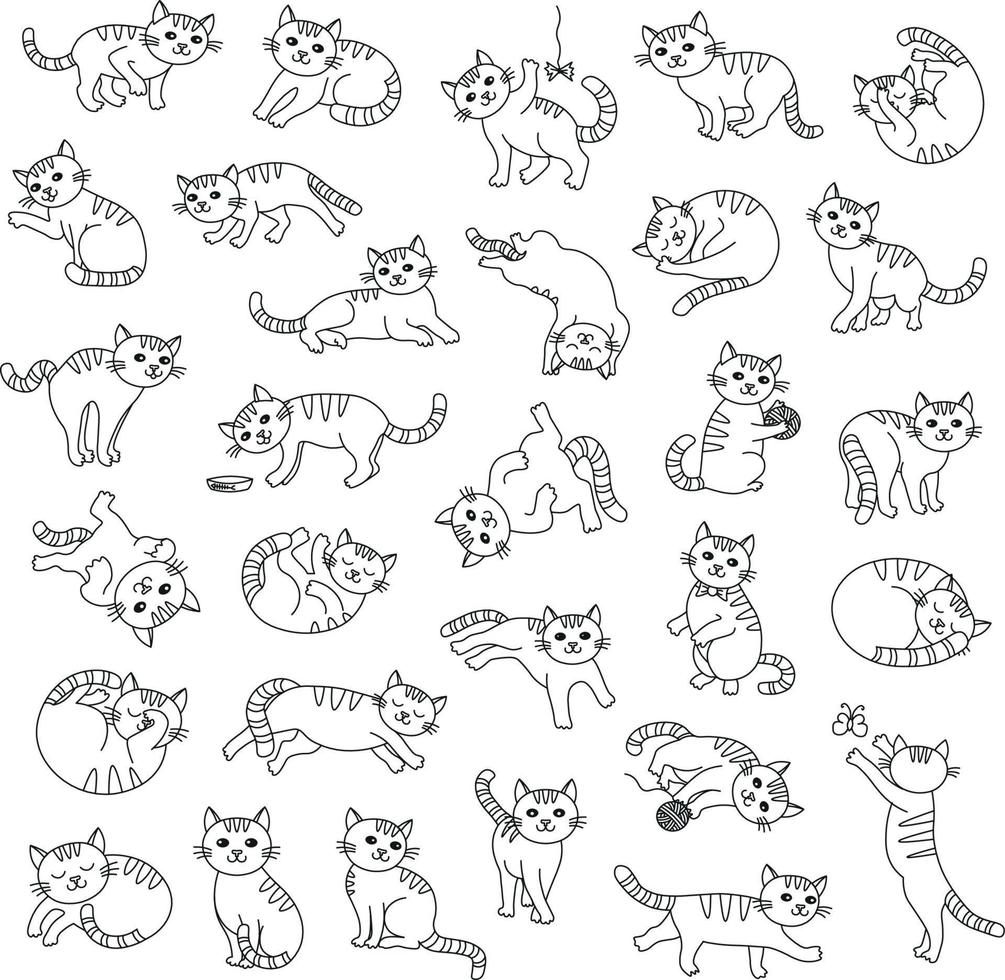 collezione di gatti lineari vettore