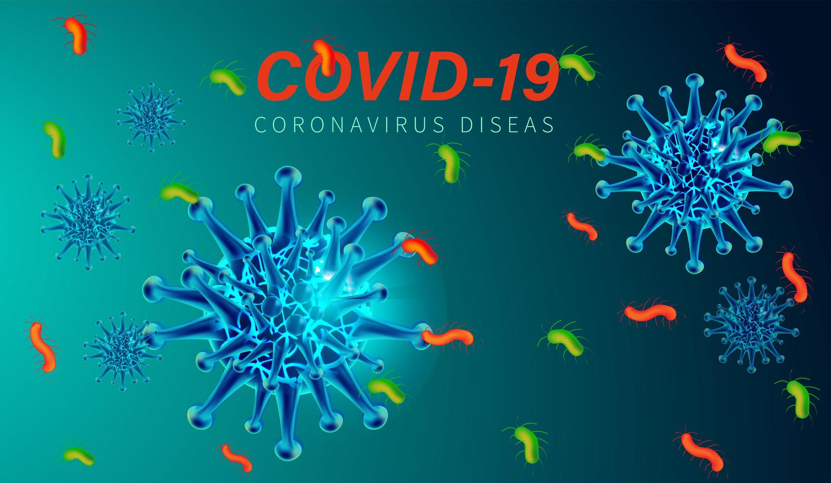 covid-19 sfondo di batteri multicolore vettore