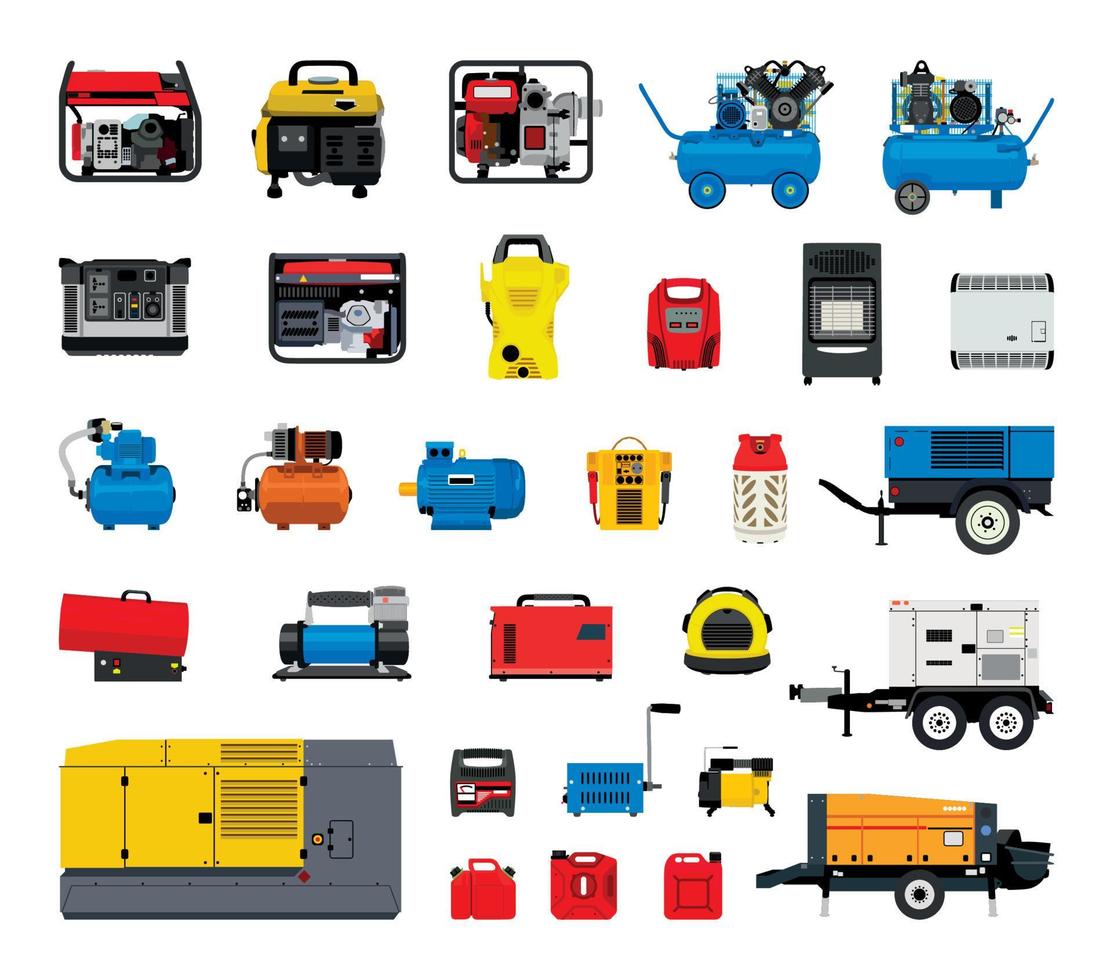 gruppo di generatori e compressori vettore