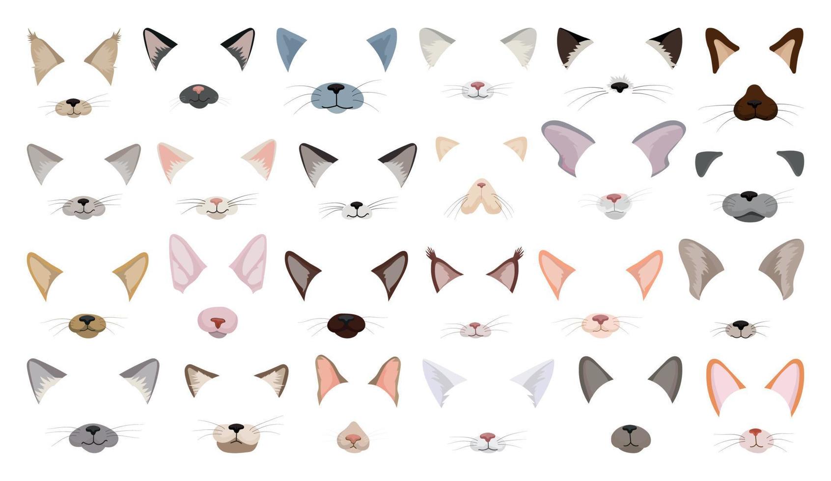 set di maschere per gatti vettore