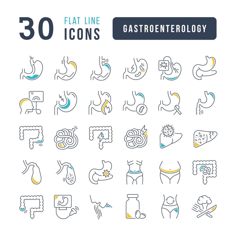 set di icone lineari di gastroenterologia vettore