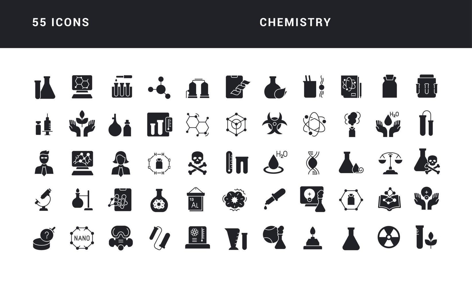 set di icone semplici della chimica vettore