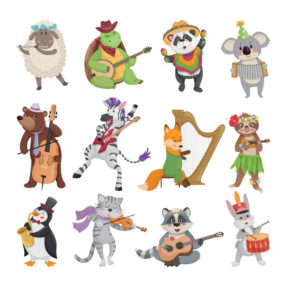 illustrazioni con musicisti di animali vettore