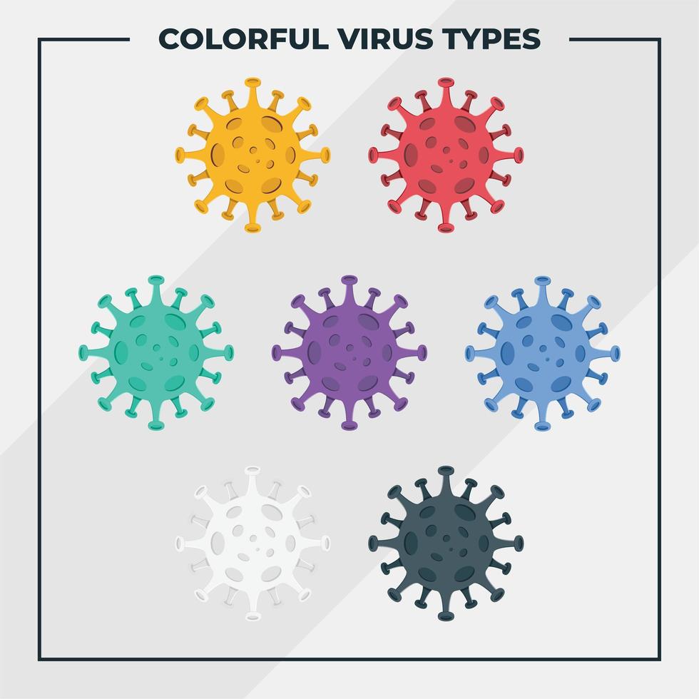 set di elementi colorati coronavirus vettore