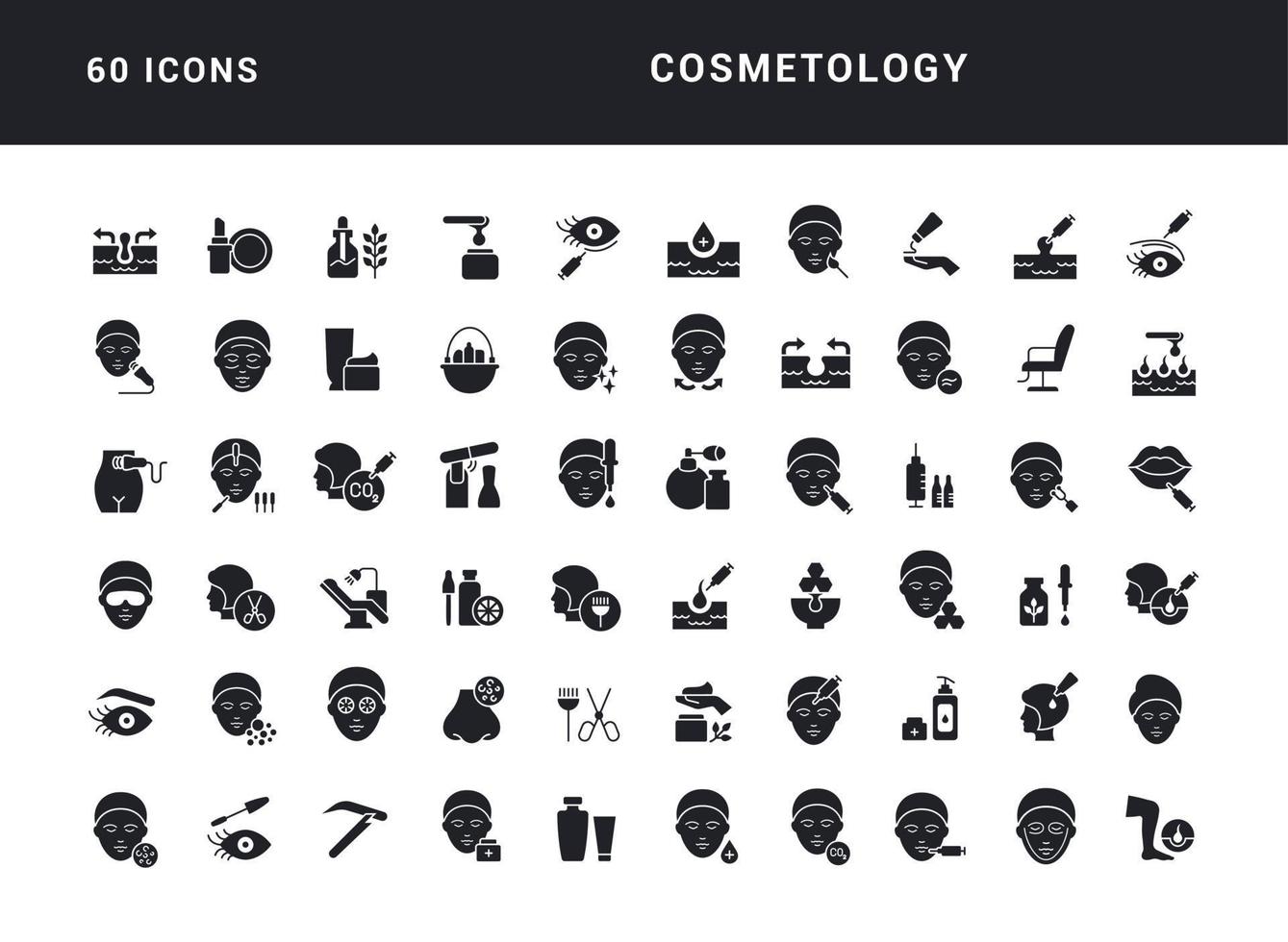 set di icone semplici di cosmetologia vettore